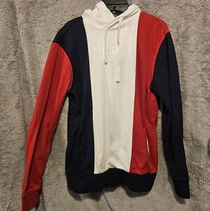 American Eagle Hoodie Mens, Size XS USA Patriotic Sweatshirt, Red, White, Blue